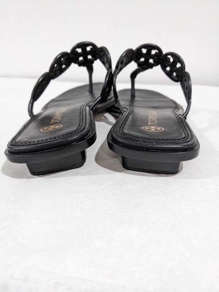 Tory Burch Black Leather Tiny Miller Sandals Size 8M - Picture 4 of 10